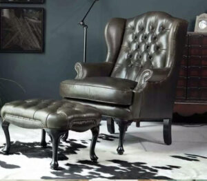 ROMSEY WING CHAIR & OTTOMAN - Classic Chesterfield